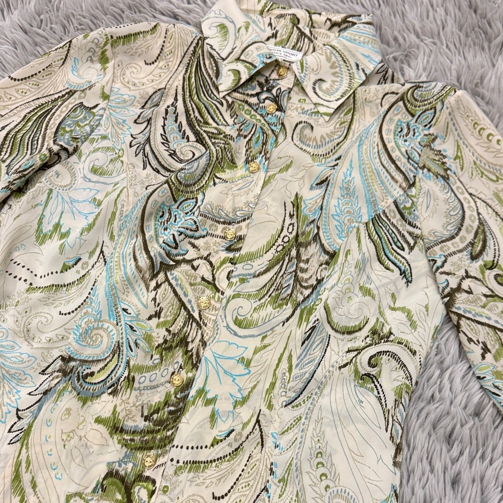 Paisley Print Blouse - Green and Blue